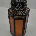 VELA LANTERNS 16" Extra Large Large Black Metal Decorative Floor Moroccan Lantern Candle Holder Lamp for Halloween - Indoor/Outdoor, Home Decor, Patio, Weddings, Ramadan Decor, Amber