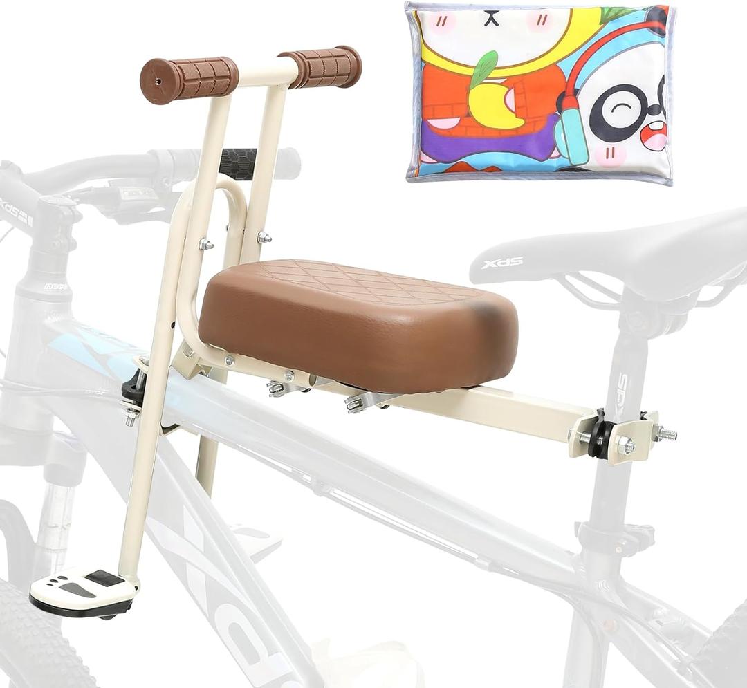 Kids Bike Seat Front Mounted and Handlebar Child Bike Seat with Half Guardrail Detachable Toddler Bicycle Seats with Foot Pedals for Children 1~5 Years Compatible with All Adult MTB