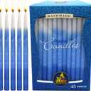 Ner Mitzvah Dripless Chanukah Candles, Decorated Ombre Blue & White Hanukkah Candles Fits Most Menorahs, Premium Quality Wax for All 8 Nights of Hanukkah - Standard Size - 45 Count