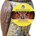 Solar Owl Guard with Motion Detector, Flashing Eyes, Spinning Head, Realistic Hooting and Silent Mode, Garden Owl, Outdoor Statue, Decoration for Home, Garden, Patio and Fence