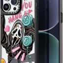 Compatible for iPhone 14 Pro Case Cute Aesthetic - Durable Fashion Funny Phone Case - Girly Scream Skeleton Skull Pattern Print Cover Design for Woman Girl 6.1 inches Black