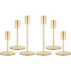 zeochyni Set of 6 French Gold Taper Candle Holders Candlestick Holders, Decor Candle Stick Candle Holder for Table or Mantel Centerpiece, Wedding, Dinning, Party Home Decor
