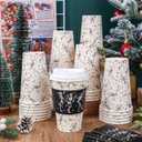 JarThenaAMCS 50Pcs 16Oz Christmas Disposable Coffee Cups with Lids and Sleeves Funny Dancing Skeleton Paper Drinking Cup for Xmas Birthday Party Supplies