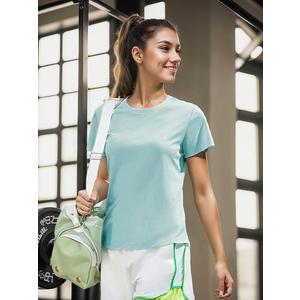 Summer Tops for Women 2025 Short Sleeve Workout Athletic Shirts Pilates Outfits Crewneck Golf Clothes Camisetas Deportivas para Mujer Blue M