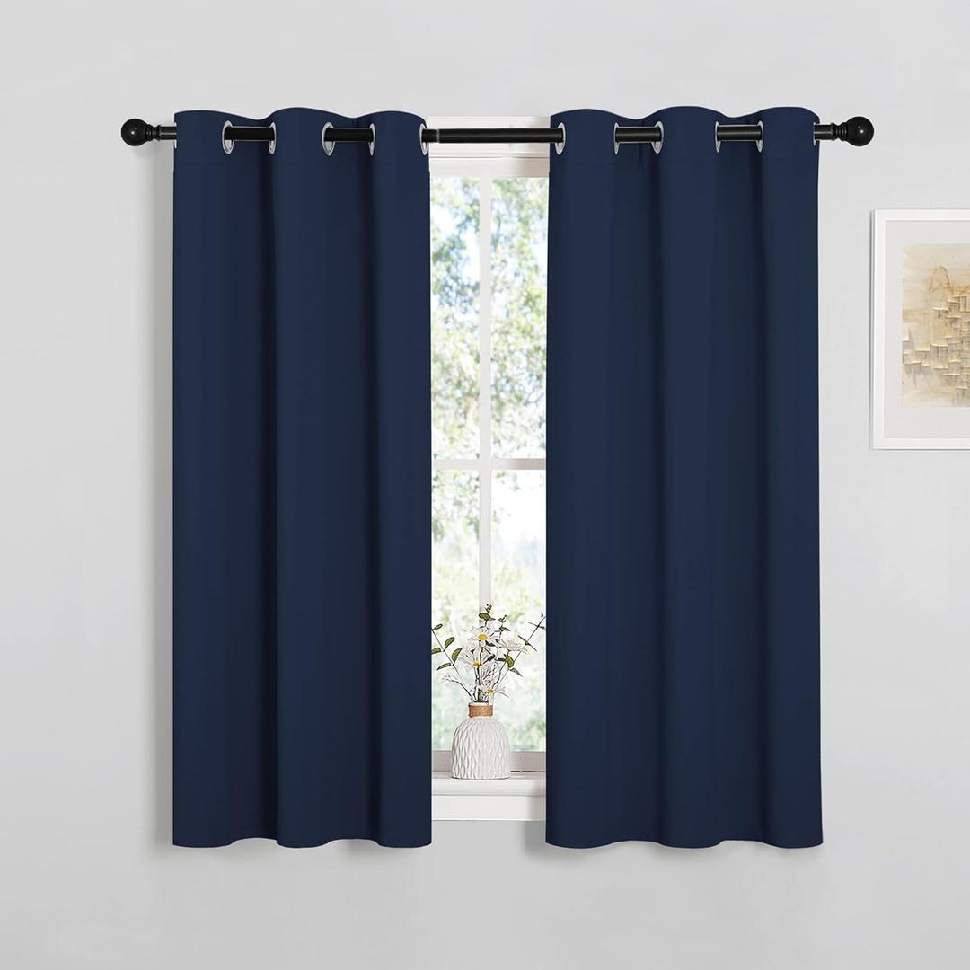 NICETOWN Blackout Draperies Curtains, All Season Thermal Insulated Solid Grommet Top Blackout Curtains/Drapes for Kid's Room (Navy, 1 Pair, 34 x 45 inches) NICETOWN Blackout Draperies Curtains, All Season Thermal Insulated Solid Grommet Top Blackout Curtains/Drapes for Kid's Room (Navy, 1 Pair, 34 x 45 inches)
