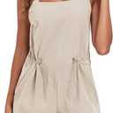Womens Short Overalls Adjustable Strap Drawstring Waist Sleeveless Shorts Jumpsuits Summer Beach Vacation Jumpers (XXL)