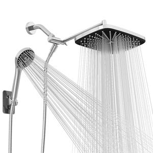 Seacity Wide Rain Shower Head With 5 Modes Handheld Showerheads, High Pressure Showerhead Combo with Extension Arm for Bathroom Accessories, Adjustable Shower Head with Anti-Clog Nozzles (Chrome)