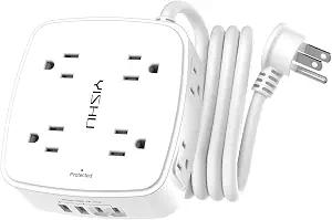 6Ft Surge Protector Power Strip with 8 Widely Outlets & 4 USB Ports