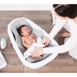 Regalo Baby Basics 3-in-1 Grow with Me Baby Bathtub with Foam Padded Air Mesh Sling, Adjustable Infant Bath Tub for Newborn to Toddler, Baby Bath Seat Support, Easy Clean with Drying Hook