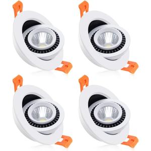 3 Inch Eyeball Gimbal LED Recessed Lighting Dimmable Downlight, 5W (50W Halogen Equivalent) Adjustable Spotlight, 2700K Ultra Warm White, CRI80, Ceiling Light with LED Driver (4 Pack)