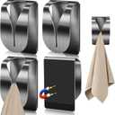KIHOGEM 4Pcs Magnetic Towel Hook Holder, Super Strong Magnet Kitchen Towel Hanger for Refrigerator, Stainless Steel Dish Rag Holder for Fridge RV Garage