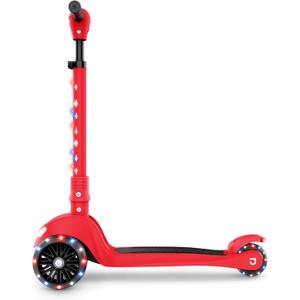 Jetson 3-Wheel Light-Up Kick Scooter, Lights on Stem & Wheels, Height Adjustable Handlebar, Rear Brake, Foldable, Ages 3+ (Jupiter Mini Red)