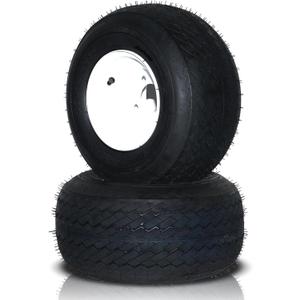 AutoForever 18x8.50-8 Lawn Mower Tires & Rims Lawn Mower Ridings Garden Tractor Turf Tires B 4 Lug 4" Center, 2.83" Center Bore,White Wheel 18x8.5x8 Turf Tires 4PR for Golf Cart Set of 2