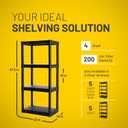 Plano 4-Shelf Plastic Storage Shelves, 48 x 23 x 14, 200lb Capacity, Pantry, Office, Closet and Garage Shelves, Easy to Assemble, Durable Plastic Shelving Unit
