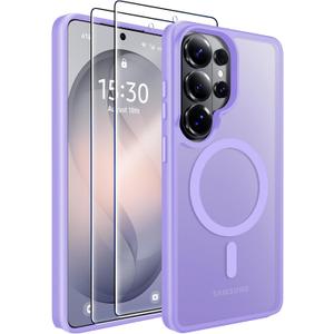 MOZOTER for Samsung Galaxy S26 Ultra Case with Magnetic,[Compatible with MagSafe][12Ft Military Dropproof][2*Screen Protector] Translucent Anti-Slip Back Slim Shockproof Case for S26 Ultra-Purple
