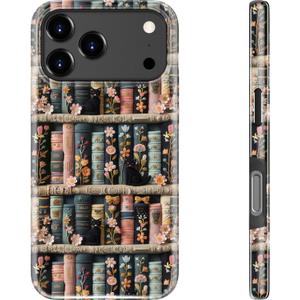 Goodon for iPhone 17 Pro Case Cute,Aesthetic Vintage Bookshelf with Floral,Compatible with Magsafe,Trendy Wildflower Unique Cool Retro Coquette Slim Silicone Phone Cover for Women Girls