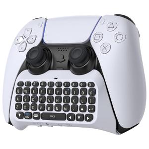Wireless Controller Keyboard for PS5/PS5 Pro, Bluetooth 3.0Mini Portable Gamepad Chatpad with Built-in Speaker&3.5MM Audio Jack for PS5/PS5 Pro Voice Chat Board for Messaging&Gaming Live Chat (White)
