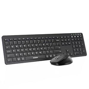 seenda Bluetooth Keyboard and Mouse, COE300 Wireless Keyboard Mouse Combo, 3 Multi-Device Connection Full Size Ultra-Slim Keyboard with Number Pad for Windows/Mac, Black