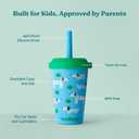 REDUCE GoGo's Kids Portable Tumbler Cups with Lids and Spill-Proof Straws -1 Pack of Stackable 12 oz Tumblers with Twist-On Lids - Easy Storage, Dishwasher Safe - Scavenger Boy Set