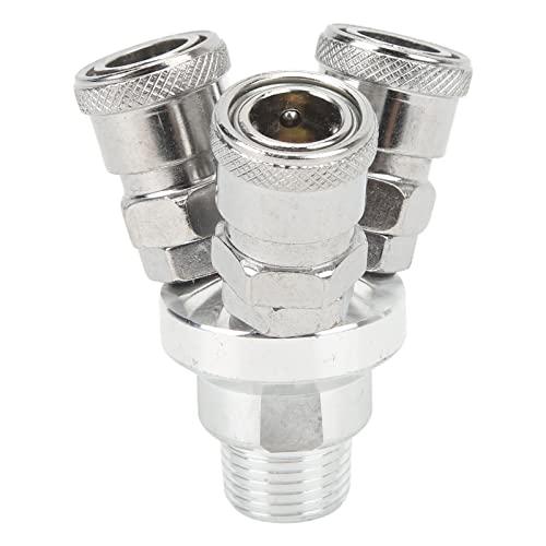 Kadimendium 3 Way Quick Coupler Quick Connect Air Hose Splitter Universal Type Male Thread Swivel Air Compressor Fittings Round Air Splitter Manifold G1/2