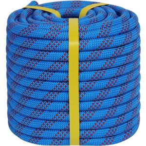 Double Braided Arborist Rigging Rope (1/2 in x 150 ft) Strong Polyester Rope 48 Strands for Tree Work Climbing Pulling Swing Sailing, Blue/Red