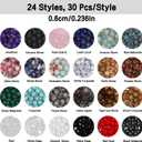 720pcs 6mm Natural Round Stone Beads Gemstone Crystal Loose Beads Smooth Bead for Bracelet Necklace Earring Jewelry Making Kit