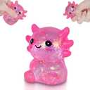 Axolotl Squishy Toy, Cute Slow Rising Fidget Toy for Stress Relief, Soft Squeeze Sensory Toy for Kids and Adults, Handheld Stress Ball for Anxiety and Focus Sitting Posture Axolotl(Pink)