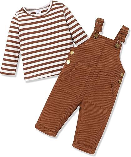 FoWear Newborn Boy Outfits 2Pcs costume Suspender Outfit Baby Boy Fall Winter Clothes 6-12 M