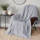 Lucky Brand Diamond Dot Jacquard Gray Geometric Fuzzy Throw Blanket 36"x 60" - Plush & Thick Softness