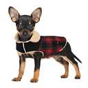 Preferhouse Winter Coat for Small and Medium Dogs, Puppy Plaid Jacket, Warm Coat for Cold Weather, Windproof Warm Dog Garments, Pet Thickened Outfits Indoor Outdoor, Red M