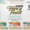 Purina Fancy Feast Seafood Classic Pate Collection Grain Free Wet Cat Food Variety Pack - (2 Packs of 12) 3 oz. Cans (EXP 03/31/28)