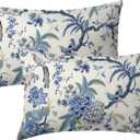 Chinoiserie Pillow Covers 12x20 Inch Set of 2 Blue and White Outdoor Pillows Bule Birds Flowers Throw Pillow Covers Cotton Lumbar Cushion Cover Decor for Bedroom Couch Bed Living Room Sofa Chair
