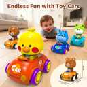 Press to Go Car Toddlers Toys for 1-3, Push Go Animal Racing Car Set 4 Pack, Baby Infant Playing Vehicle Toys 6-12-18 Months, Birthday Gifts for 1-2 3-4 Years Old Boys Girls