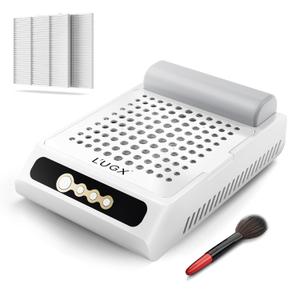 L'UGX Rechargeable Nail Dust Collector, Professional Brushless Turbo Dust Collector Nail Tech, Powerful Dust Suction Machine Manicure Pedicure Tool for Acrylic Nail Polishing, Low Noise, 2Pcs Filters