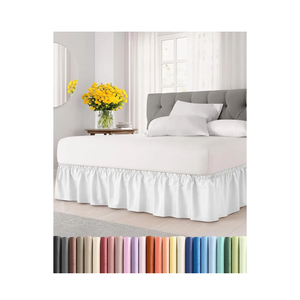 Wrap Around Dust Ruffle Bed Skirt - White - for King Size Beds with 15 Inch Drop - Easy Fit Elastic Strap - Adjustable Pleated Bedskirt w/Brushed Fabric - Wrinkle Free - for Women, Men, Kids & Teens