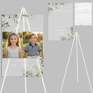 Novabright These Kids Are Getting Married with Adjustable Easel & DIY Stickers Greenery Wedding Welcome Sign, 15.8"x23.6" Acrylic Yard Sign for Rehearsal Dinner, Bridal Shower & Wedding Decor