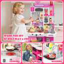 Kids Kitchen Playset, 36.22'' Play Kitchen for Toddlers 1-3 with Steam, Sound & Light, Cooking Stove, Play Sink, Oven and Toy Kitchen Accessories, Kitchen Set for Toddlers Girls 3 4 5 (Pink), 36.22 X 17.52 X 9.45 Inches