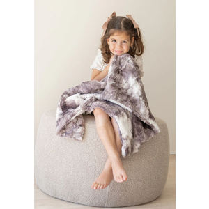 Ultra-Plush Grey Tie Dye Fur Blanket,  33in x 27in