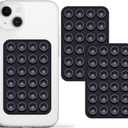 PKYAA 2 Pack Silicone Suction Phone Case Adhesive Mount, Strong Grip Holder for Selfies and Videos, Hands-Free Sticky Phone Grip for iPhone and Android, 2.17" x 3.15" (Black)