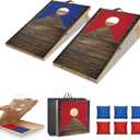 Portable Cornhole Board Set with Bean Bags 2 ft x 1 ft or 3 ft x2 ft or 10.16 * 5.04 Inch Foldable Corn Hole Games for Adults and Kids Indoor or Outdoor Corn Hole Toss Games Backyard Tarvel (Dark Wood)