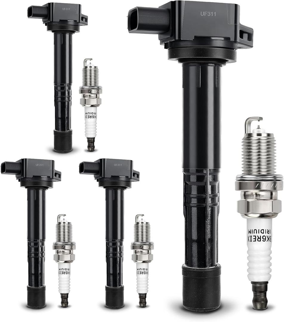 UF311 Ignition Coil & 9807B-561BW Double Iridium Spark Plug For Honda 03-07 Accord,02-11 Civic,02-09 CR-V,03-11 Element,04-05 S2000/06-11 Acura CSX,02-06 Acura RSX Replaces#C1382 UF583 5C1382