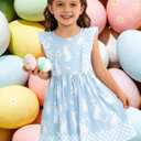 Goodstoworld Toddler Girl Dress for Kids Summer Beach Ruffle Tie Back Dresses for 2-8T (4-5T, A0-easter Bunny 02)