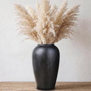 Ceramic Vase Home Decor, Vintage Vase, Wide Mouth Farmhouse vase (19”h-Vintage White)
