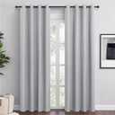 QmQmok Light Grey Linen Blackout Curtains 108 Inch Length 2 Panels Set for Bedroom Living Room Grommet 100% Black Out Linen Drapes Room Darkening Window Curtains 108 Inches Long Light Silver Gray