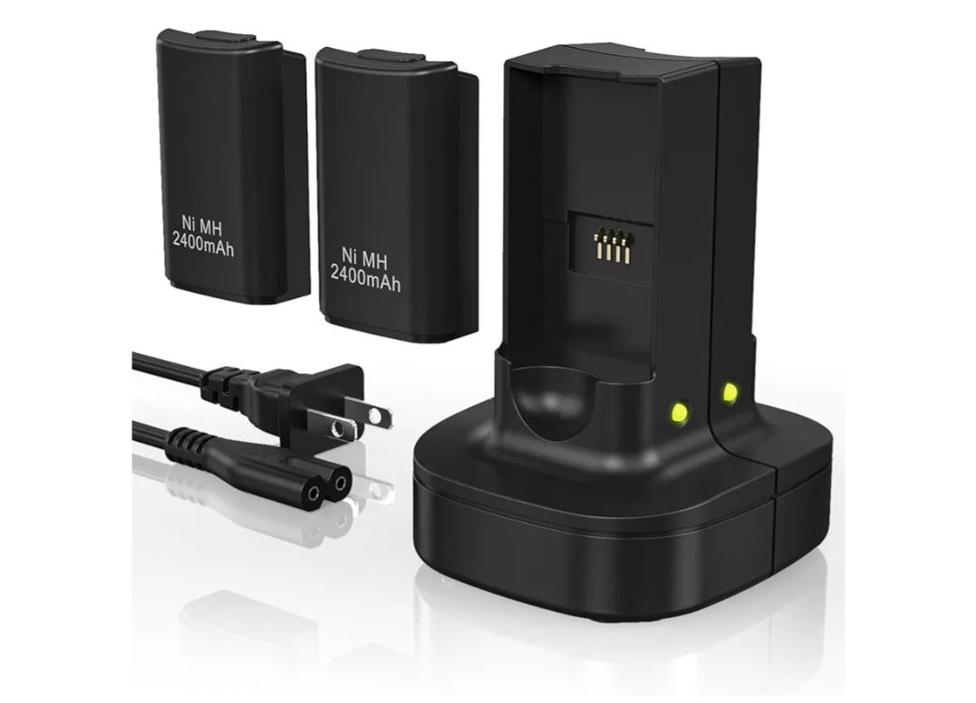 Rechargeable Battery For Xbox 360 Controller, Charger Dual Charging Station Dock With 2 Pack Rechargeable Battery Compatible With Xbox 360