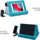 2pcs Multi-Angle Tablet Holder Cushion Stand with Net Pocket & Black Color Phone Stands Upgraded Tablet Pad Support for Phone,Pad,Books (Lakeblue)