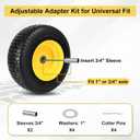 2 Pcs 16x6.50-8 Flat Free Lawn Mower Tire and Wheel with 1 Inch Axle | 3 Offset Hub, 1" Bearings & 3/4" Sleeves, 16x6.5-8 Solid Tires Replacement Front Tire for Riding Mowers and Graden Tractors