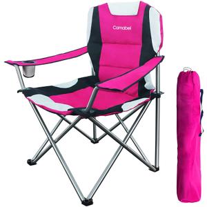 Camabel Folding Camping Chairs Outdoor Lawn Chair Padded Sports Lightweight Foldable Chairs (Pink)