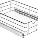 HOLDN STORAGE Heavy-Duty Premium Collection Pull Out Cabinet Organizer - Pantry Drawer Slide Out Caddy - Basket Size 14" W x 21" D x 5" H, Anti-Rust Chrome Finish