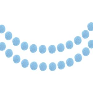 MECCANIXITY 2Pcs Felt Ball Garland Light Blue Pom Pom Garland Handing Balls 6.6 Feet Long 30 Balls Party Banner Decor for Christmas Birthday Party Decoration